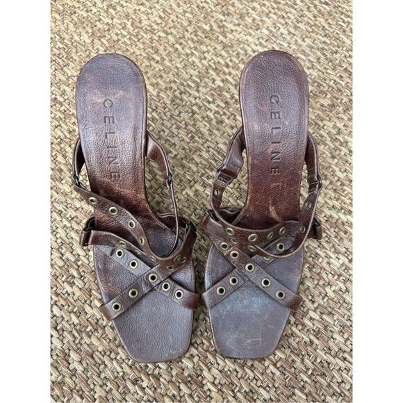 CELINE 2001 brown leather heels - Picture 3 of 9